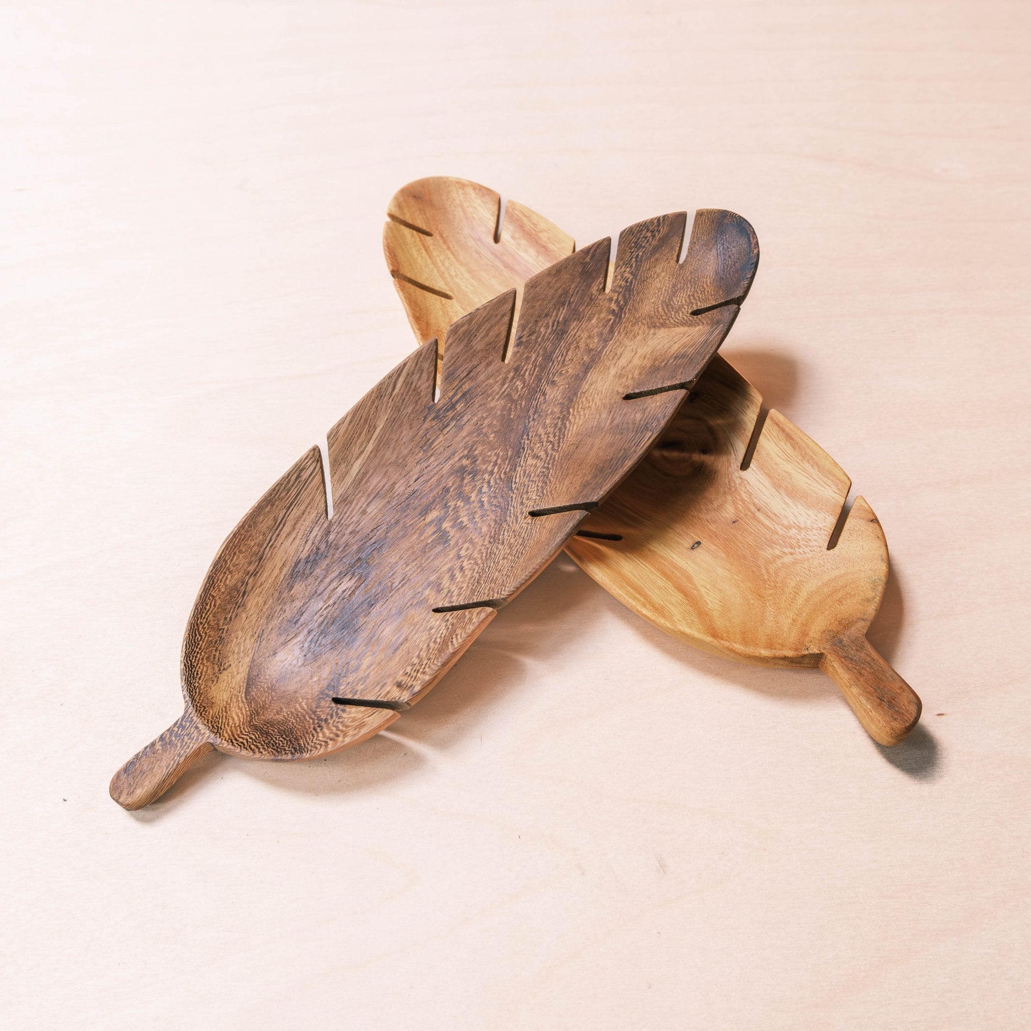 - Leaf Wood Tray - Natural Wooden Accent Piece | LIKHÂ - LIKHÂ