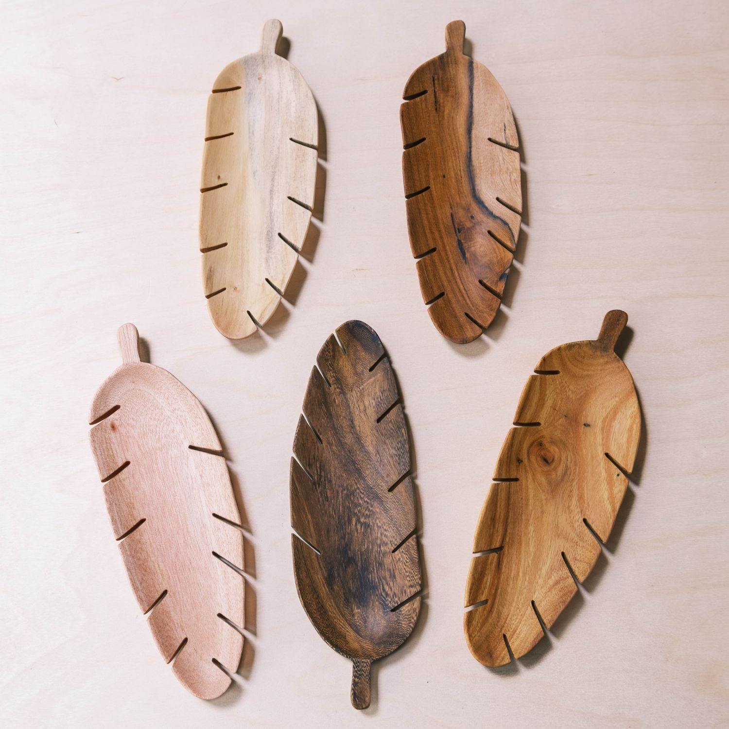 - Leaf Wood Tray - Natural Wooden Accent Piece | LIKHÂ - LIKHÂ
