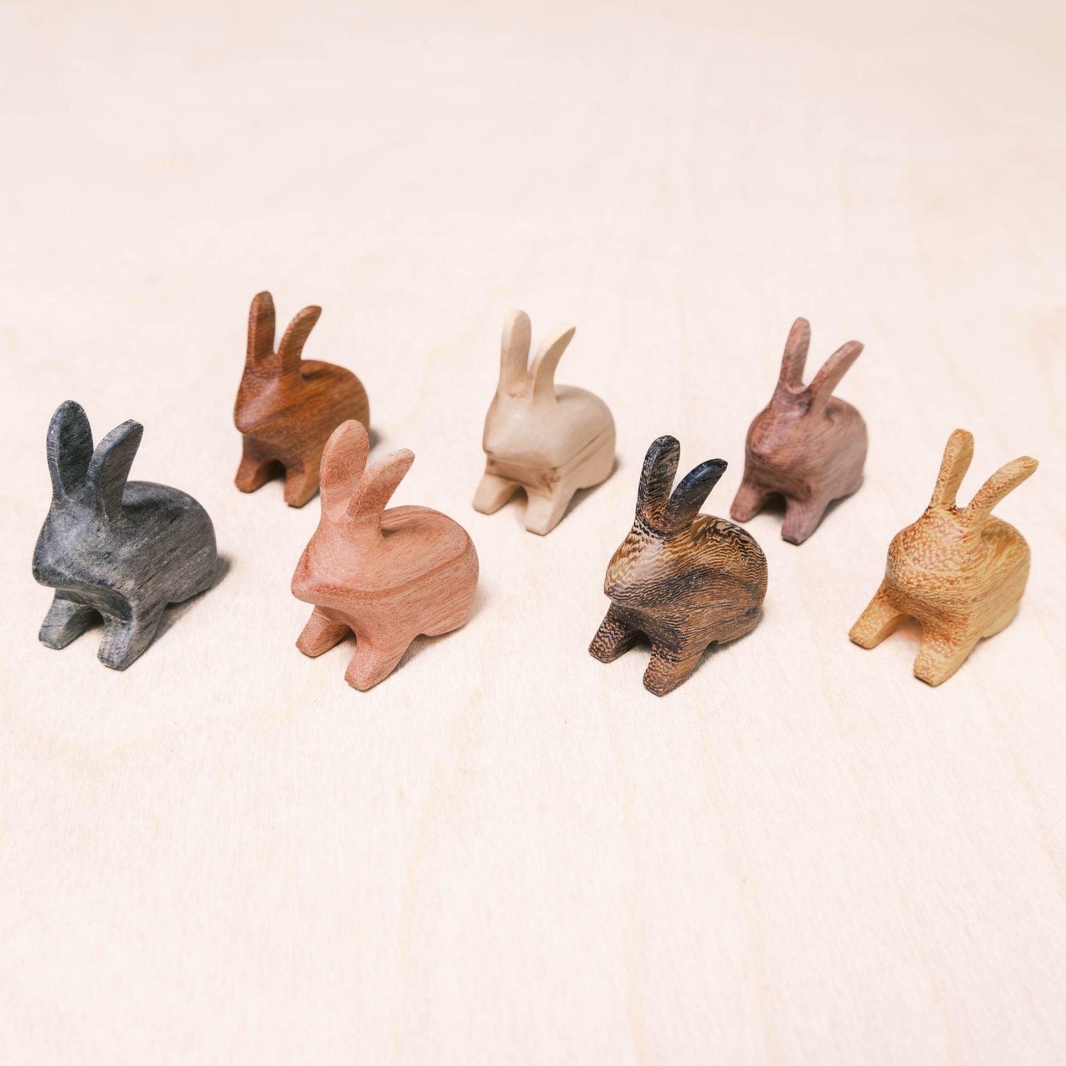 - Mini Wood Bunny Figurines - Handcrafted Assorted Wood Accent | LIKHÂ - LIKHÂ