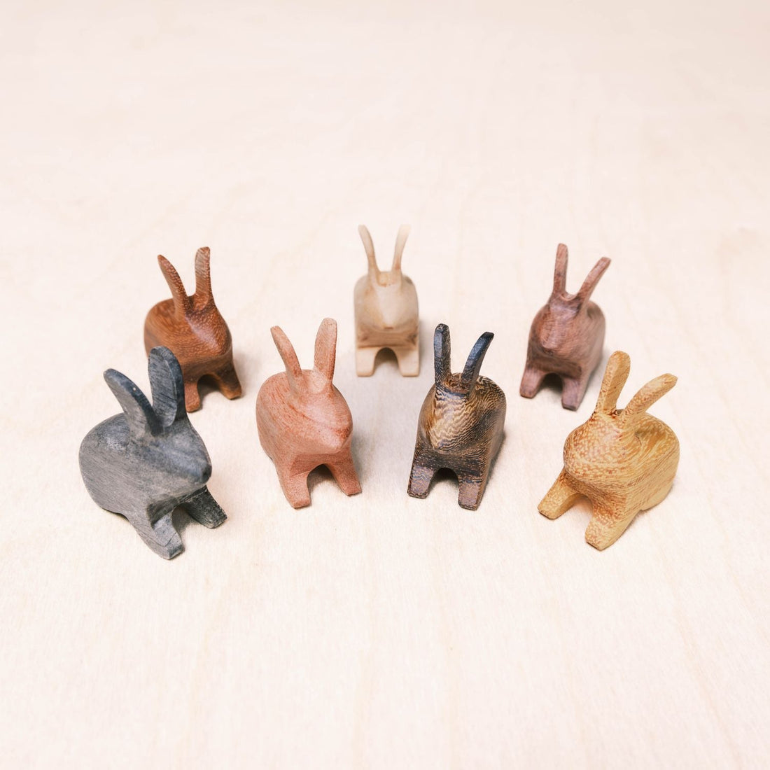 - Mini Wood Bunny Figurines - Handcrafted Assorted Wood Accent | LIKHÂ - LIKHÂ