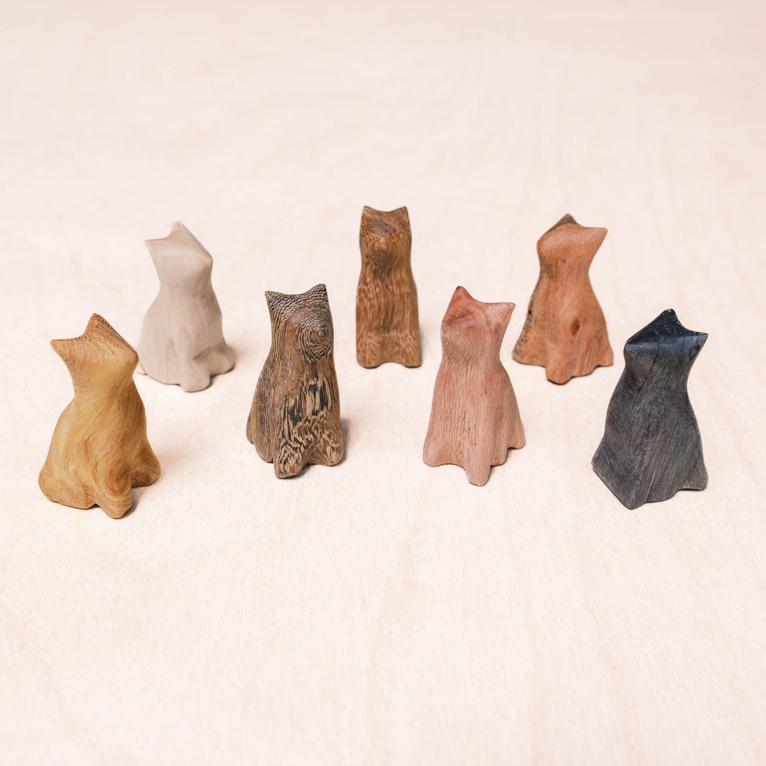 - Mini Wooden Cat Figurines - Unique Assorted Wood | LIKHÂ - LIKHÂ