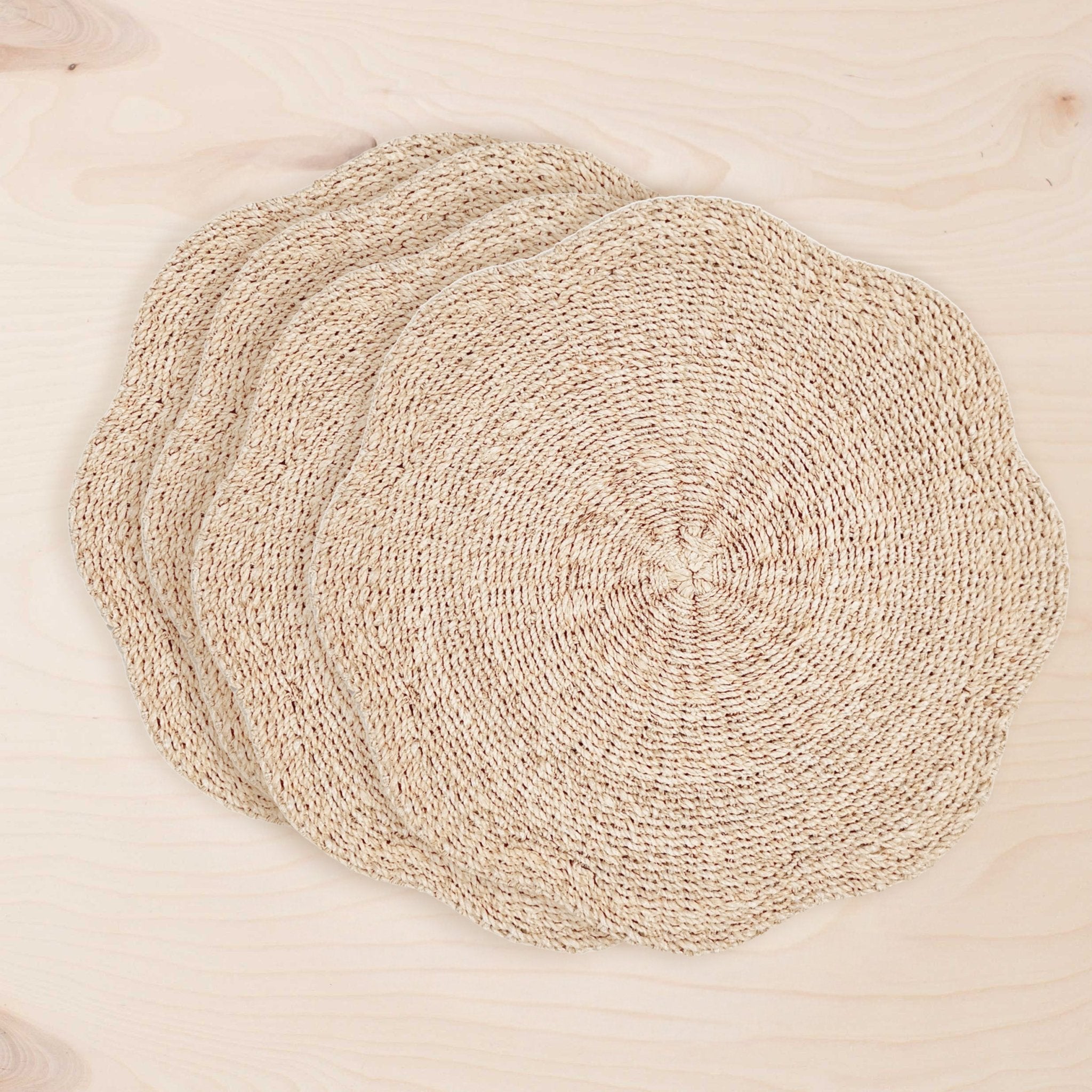 Placemats - Natural Scallop Placemats, set of 4 – Woven Abaca Placemats | LIKHÂ - LIKHÂ