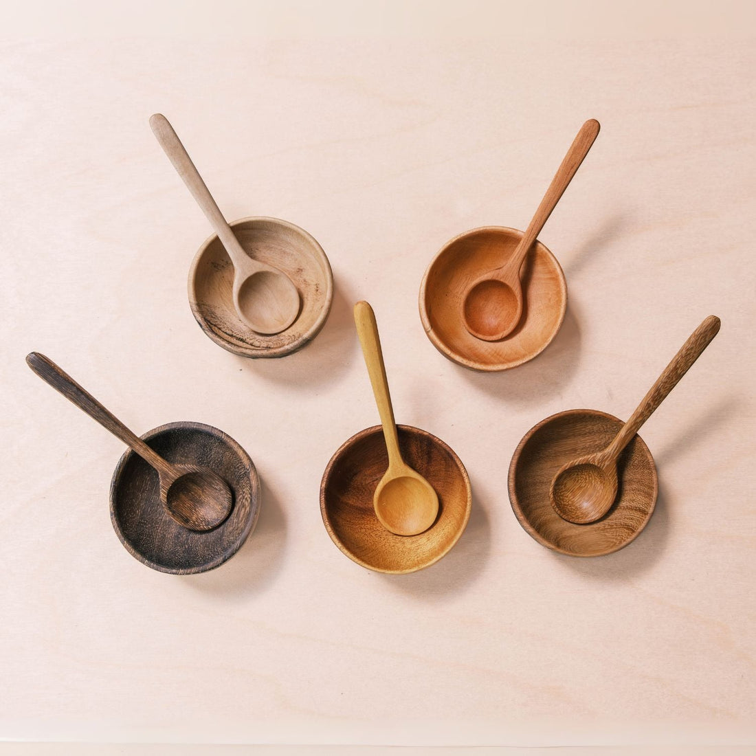 - Small Wooden Bowl & Spoon Set - Unique Handcrafted Accent Set | LIKHÂ - LIKHÂ