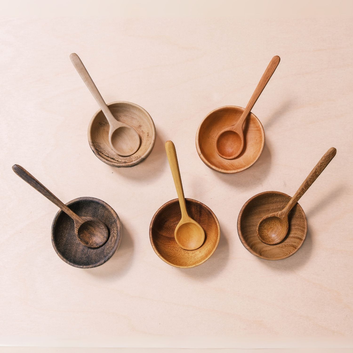 - Small Wooden Bowl & Spoon Set - Unique Handcrafted Accent Set | LIKHÂ - LIKHÂ