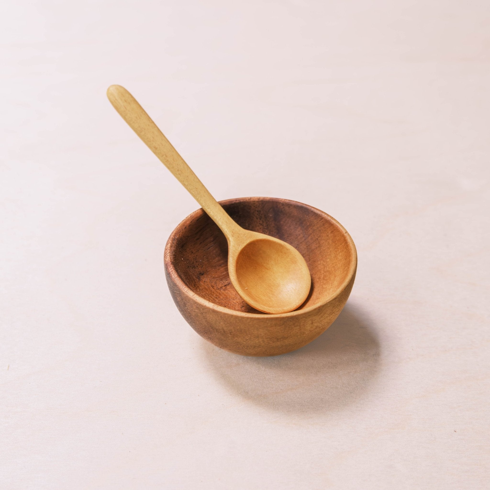 - Small Wooden Bowl & Spoon Set - Unique Handcrafted Accent Set | LIKHÂ - LIKHÂ