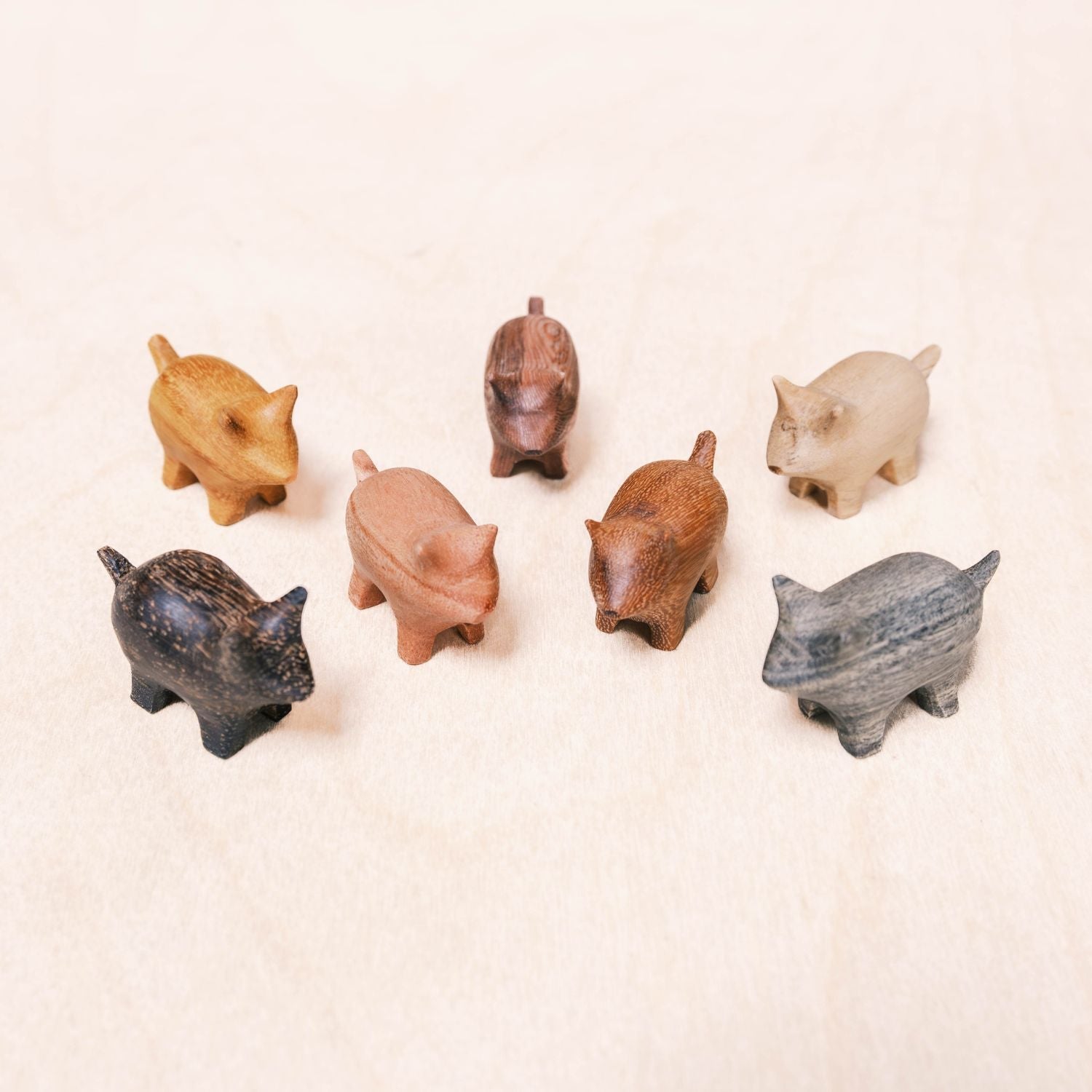- Wooden Pig Figurines - Small Handcrafted Animal Accent | LIKHÂ - LIKHÂ
