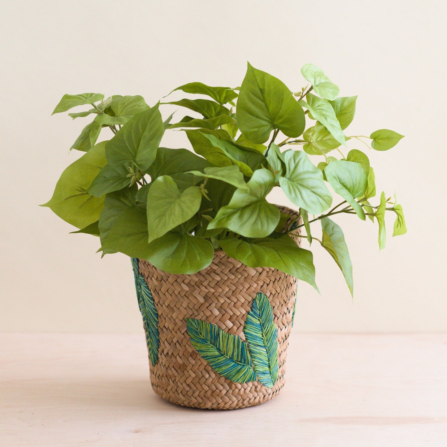 Baskets - Banana Leaf Embroidery Soft Woven Basket - Plant Baskets | LIKHÂ - LIKHÂ