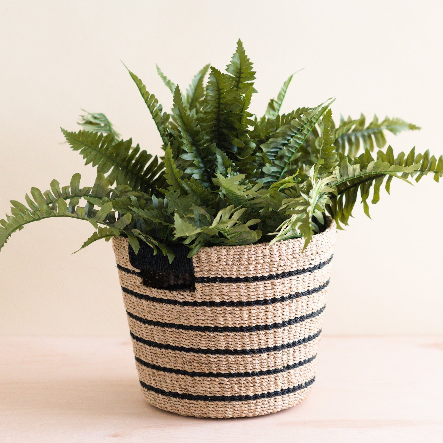 Baskets - Black + Natural Striped Tapered Basket - Modern Baskets | LIKHA - LIKHÂ