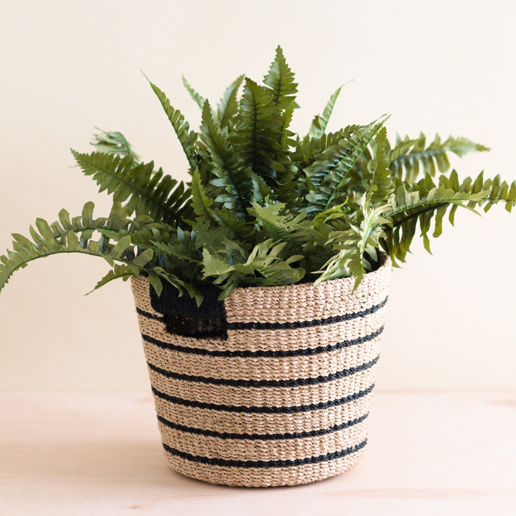 Baskets - Black + Natural Striped Tapered Basket - Modern Baskets | LIKHA - LIKHÂ