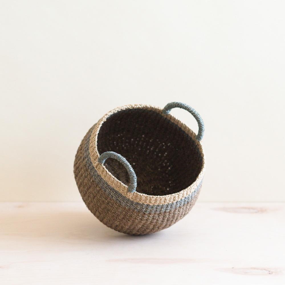 Baskets - Brown Tabletop Bulge Basket with Handle - Catch-all Basket | LIKHÂ - LIKHÂ