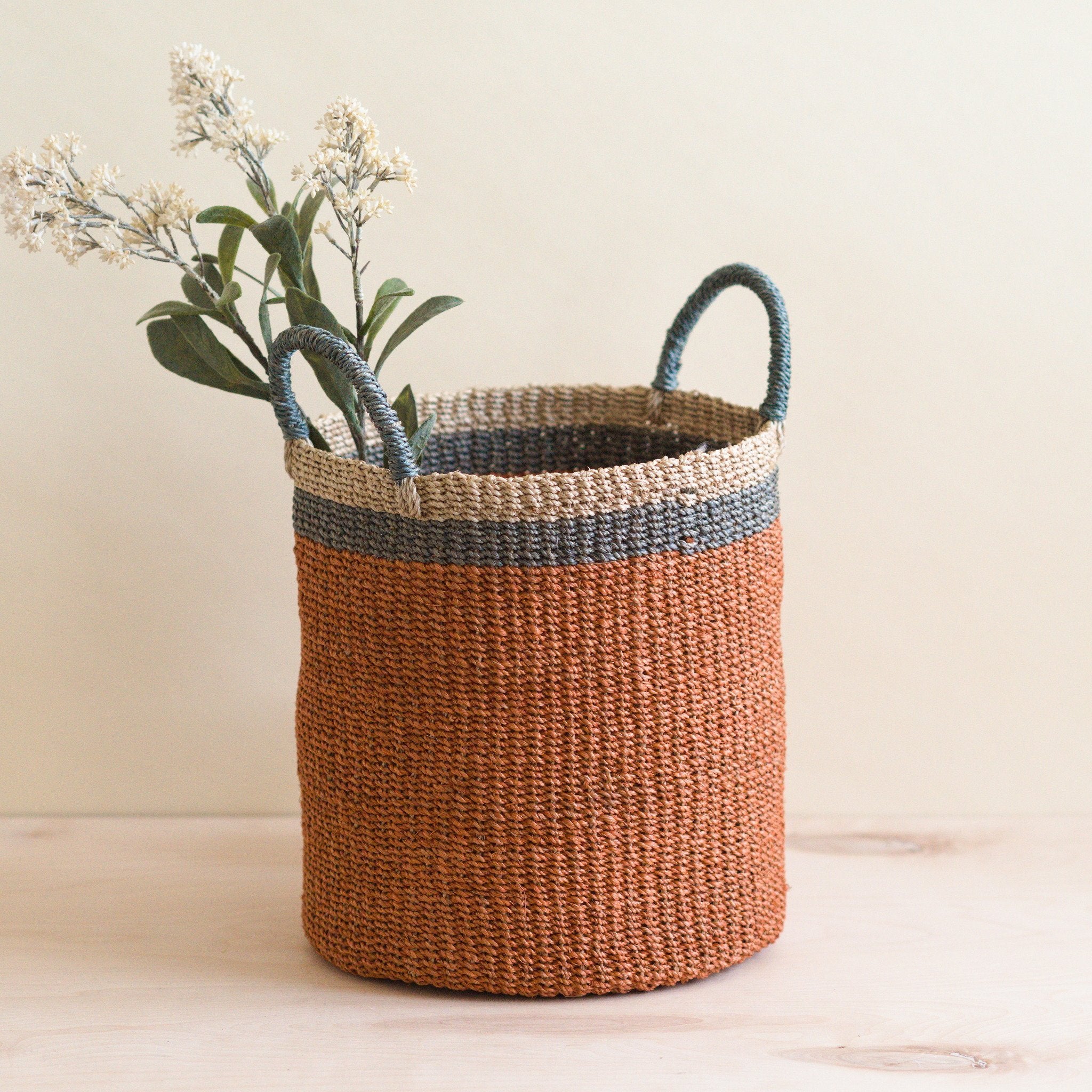 Baskets - Coral Floor Basket with Handle - Floor Baskets | LIKHÂ - LIKHÂ