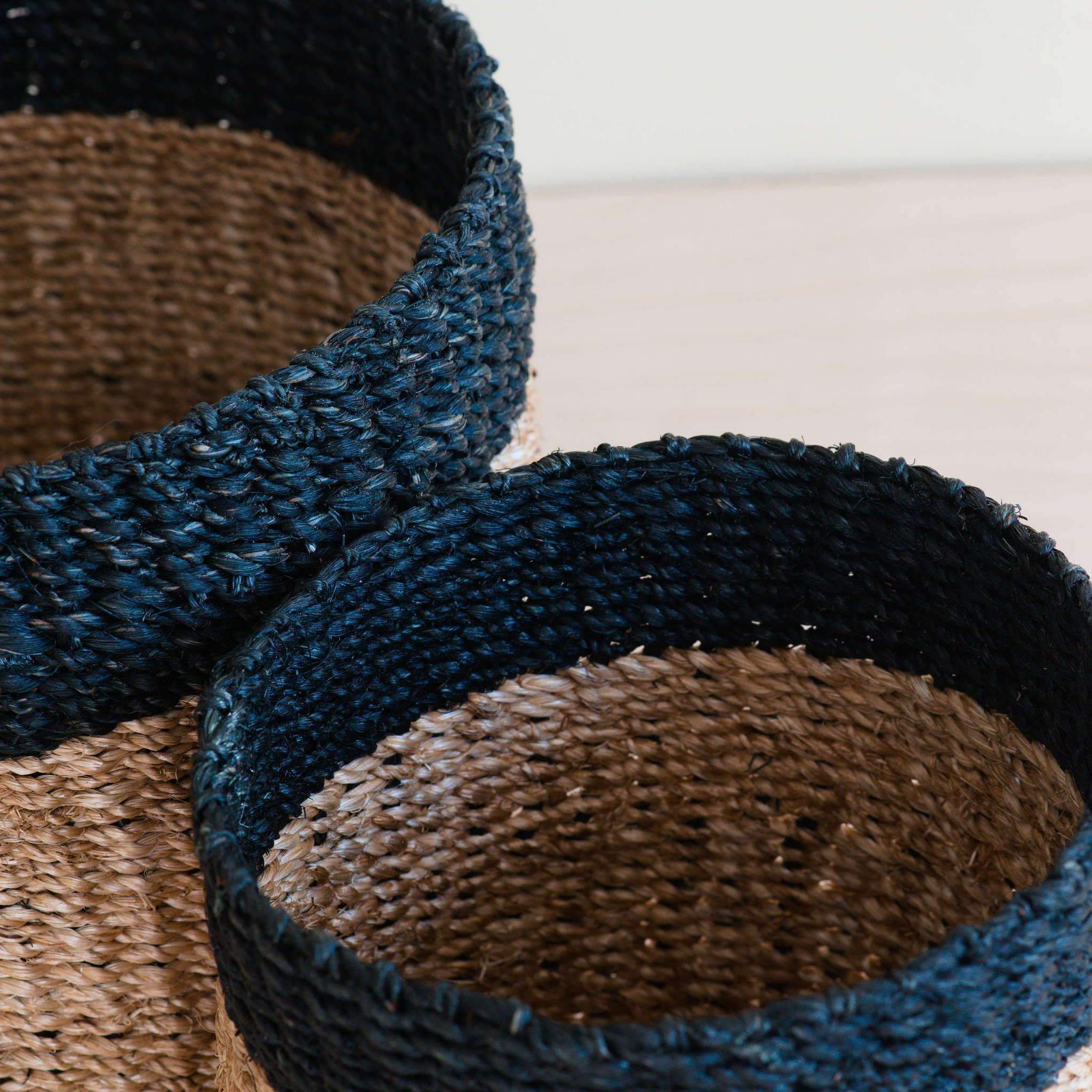 Baskets - Natural + Black Tabletop Catch-All Set of 2 - Tabletop Bins | LIKHÂ - LIKHÂ