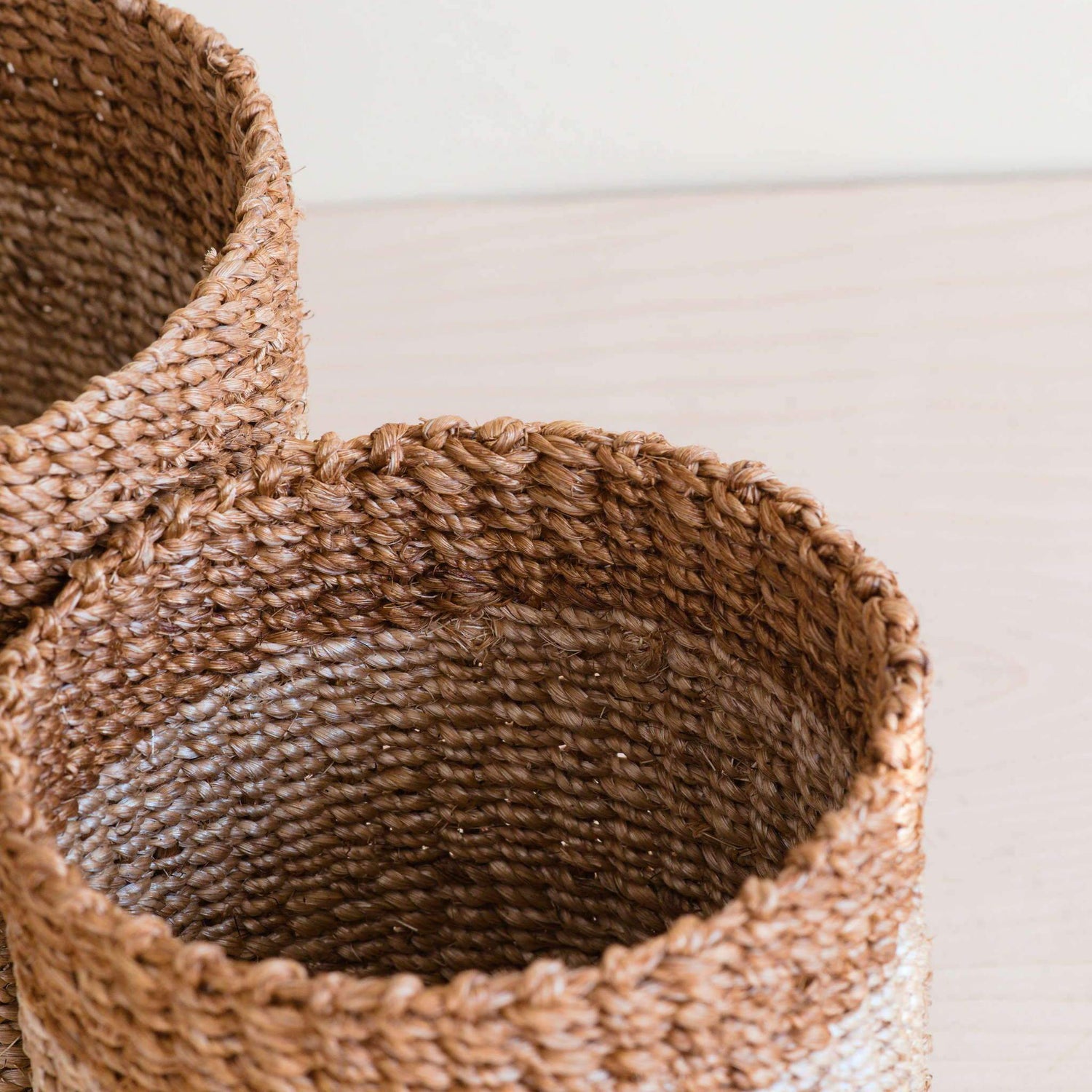 Baskets - Natural + Brown Tabletop Bins Set of 2 - Wicker Baskets | LIKHÂ - LIKHÂ