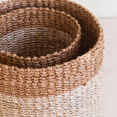 Baskets - Natural + Brown Tabletop Bins Set of 2 - Wicker Baskets | LIKHÂ - LIKHÂ