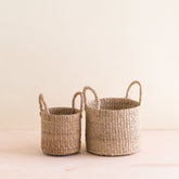 Baskets - Natural Tabletop Mini Basket with Handle Set of 2 - Weave Baskets | LIKHÂ - LIKHÂ