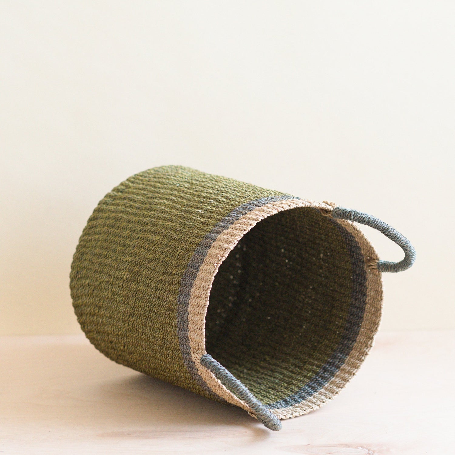 Baskets - Olive Floor Basket with Handle - Handwoven Basket | LIKHÂ - LIKHÂ