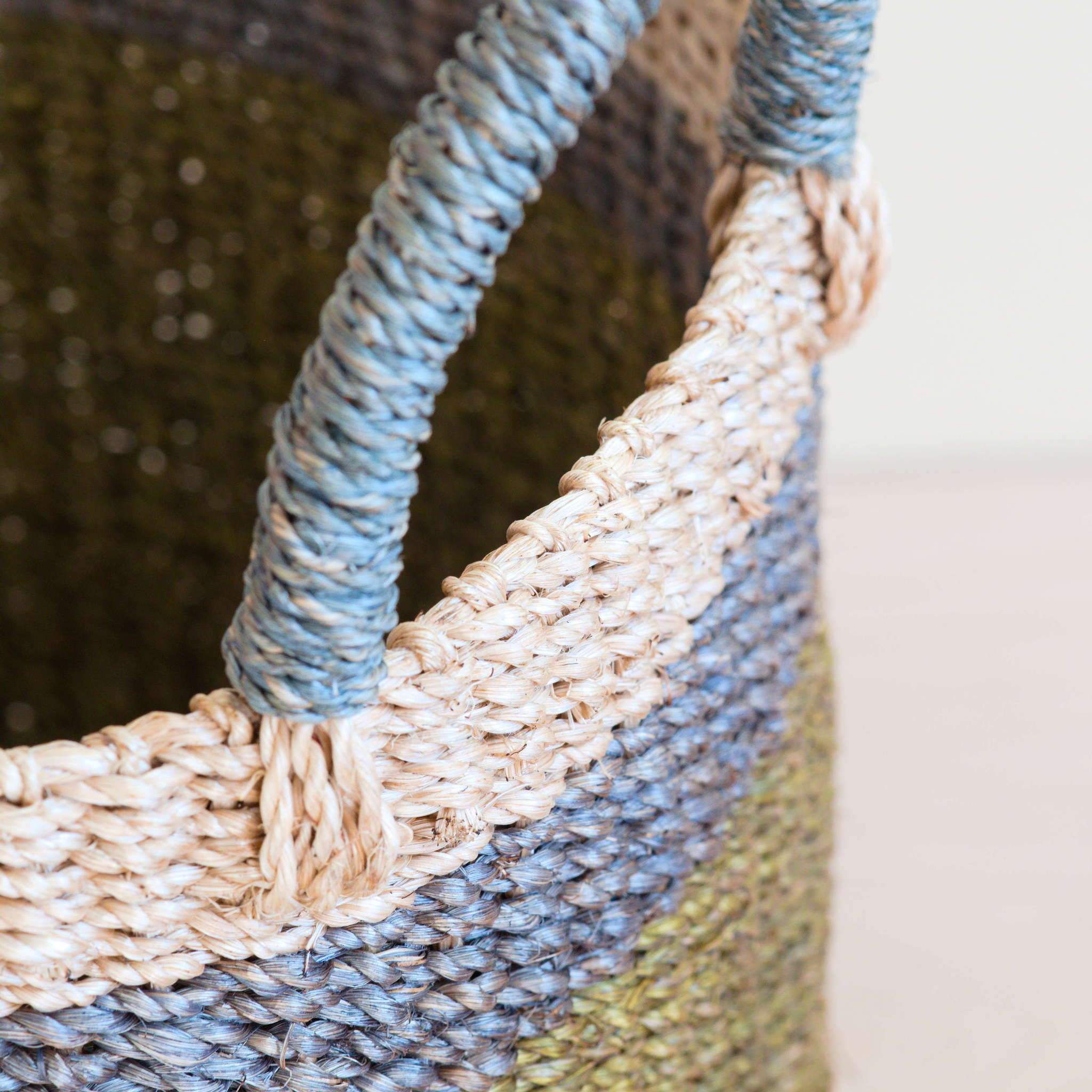 Baskets - Olive Floor Basket with Handle - Handwoven Basket | LIKHÂ - LIKHÂ