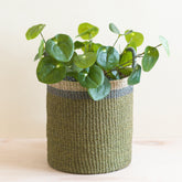 Baskets - Olive Floor Basket with Handle - Handwoven Basket | LIKHÂ - LIKHÂ