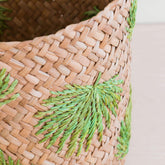 Baskets - Palm Embroidered Soft Seagrass Basket - Embroidered Baskets | LIKHÂ - LIKHÂ