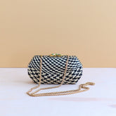 Clutches - Black Houndstooth Clutch - Handwoven Clutch | LIKHÂ - LIKHÂ