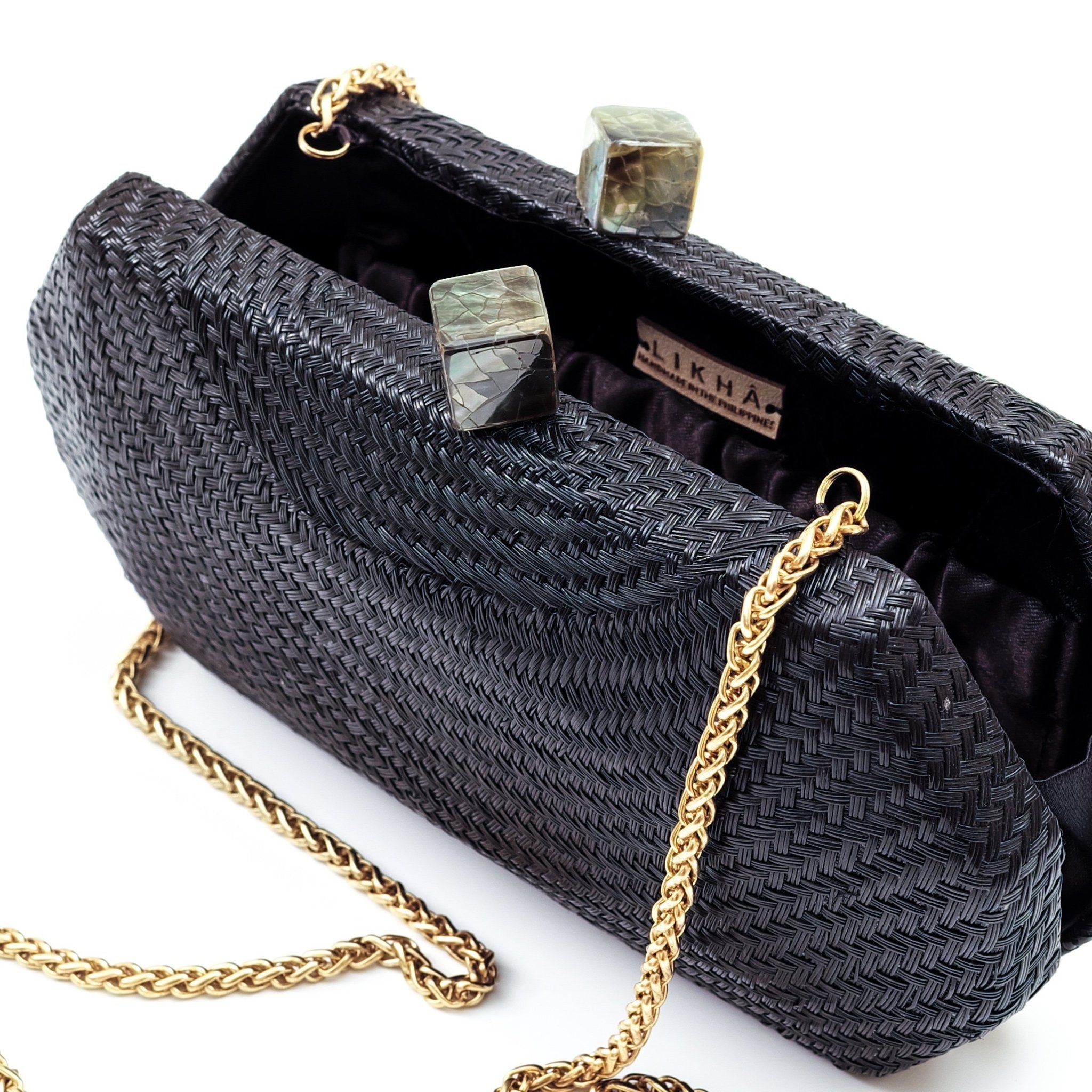 Clutches - Black Woven Clutch - Handwoven Clutch | LIKHÂ - LIKHÂ