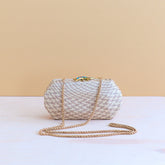 Clutches - Dusty Rose Houndstooth Clutch - Straw Clutch | LIKHÂ - LIKHÂ