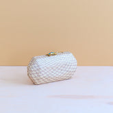 Clutches - Dusty Rose Houndstooth Clutch - Straw Clutch | LIKHÂ - LIKHÂ