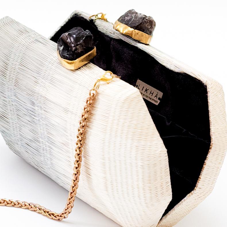 Clutches - Light Grey Clutch - Hexagon Clutch | LIKHÂ - LIKHÂ