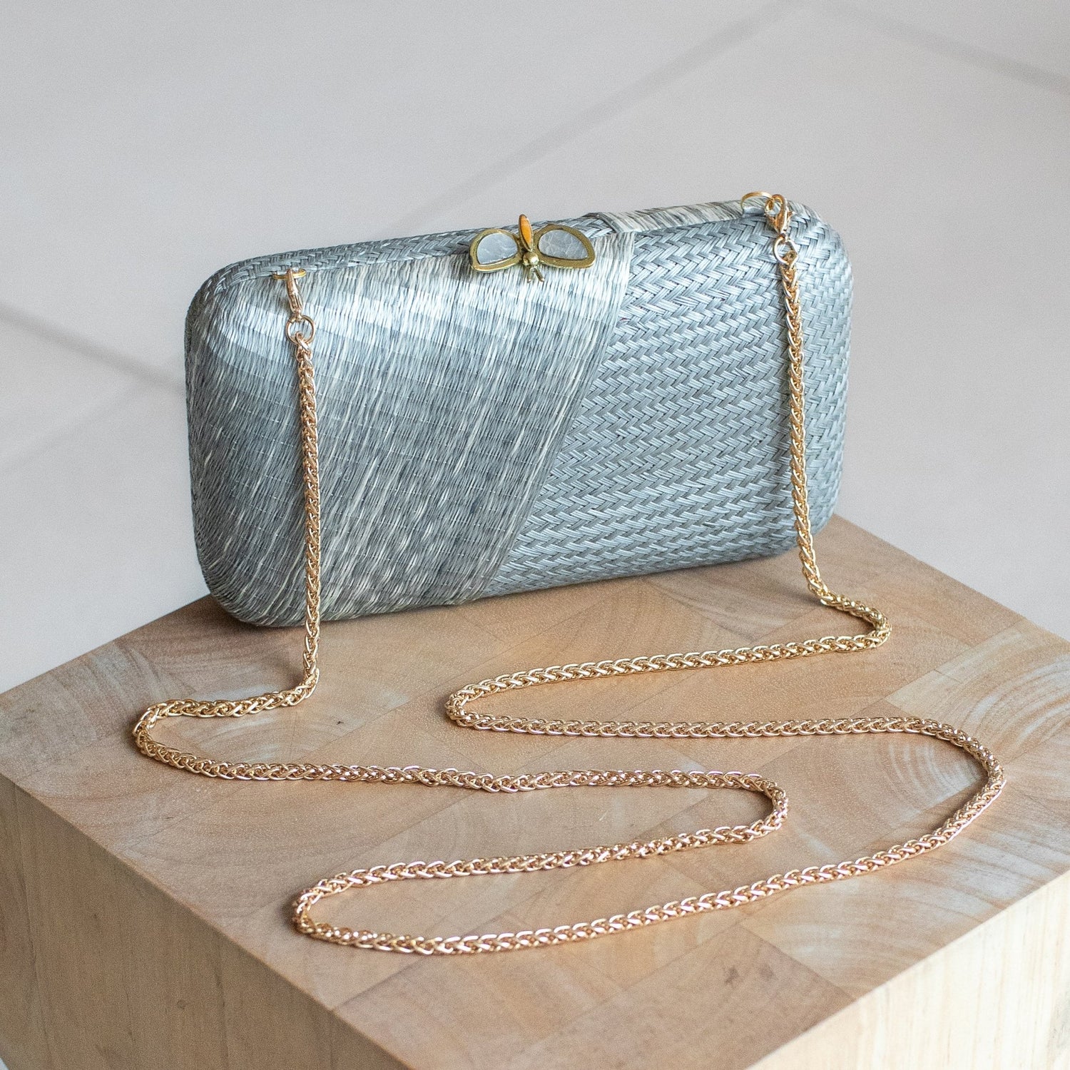 Clutches - Misty Grey Kimono Woven Purse - Handcrafted Clutches | LIKHA - LIKHÂ