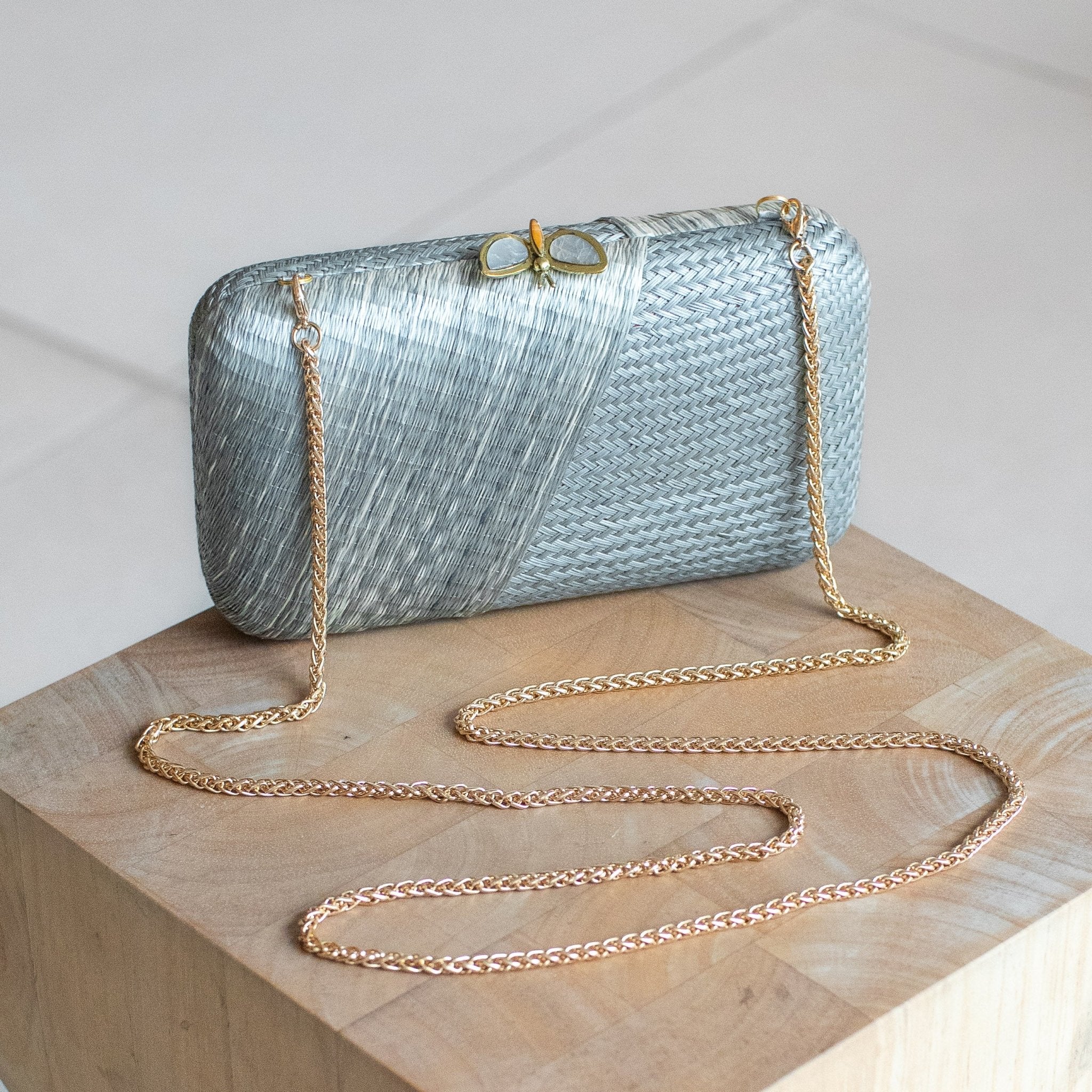 Clutches - Misty Grey Kimono Woven Purse - Handcrafted Clutches | LIKHA - LIKHÂ