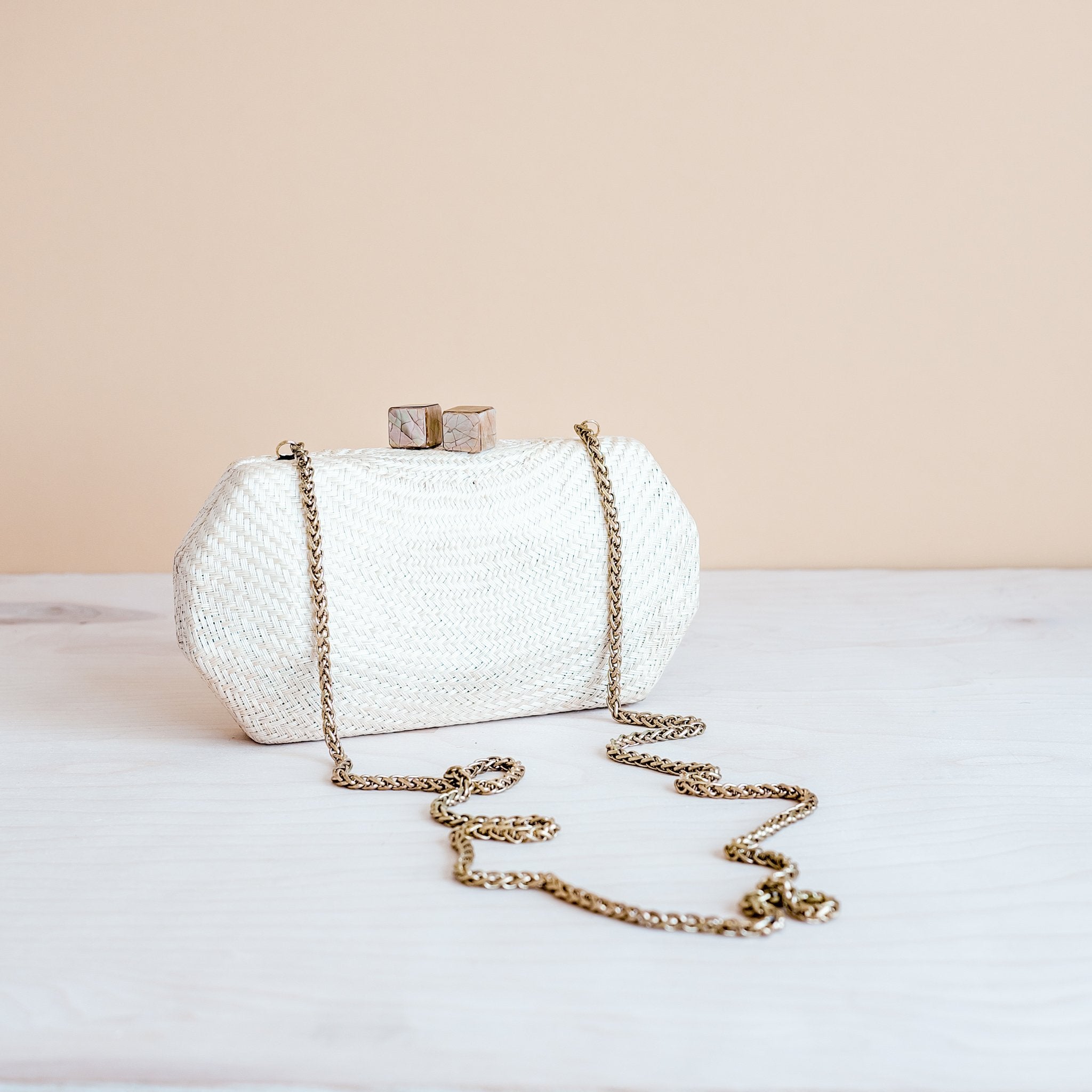 Clutches - White Woven Clutch - Handwoven Clutch | LIKHÂ - LIKHÂ