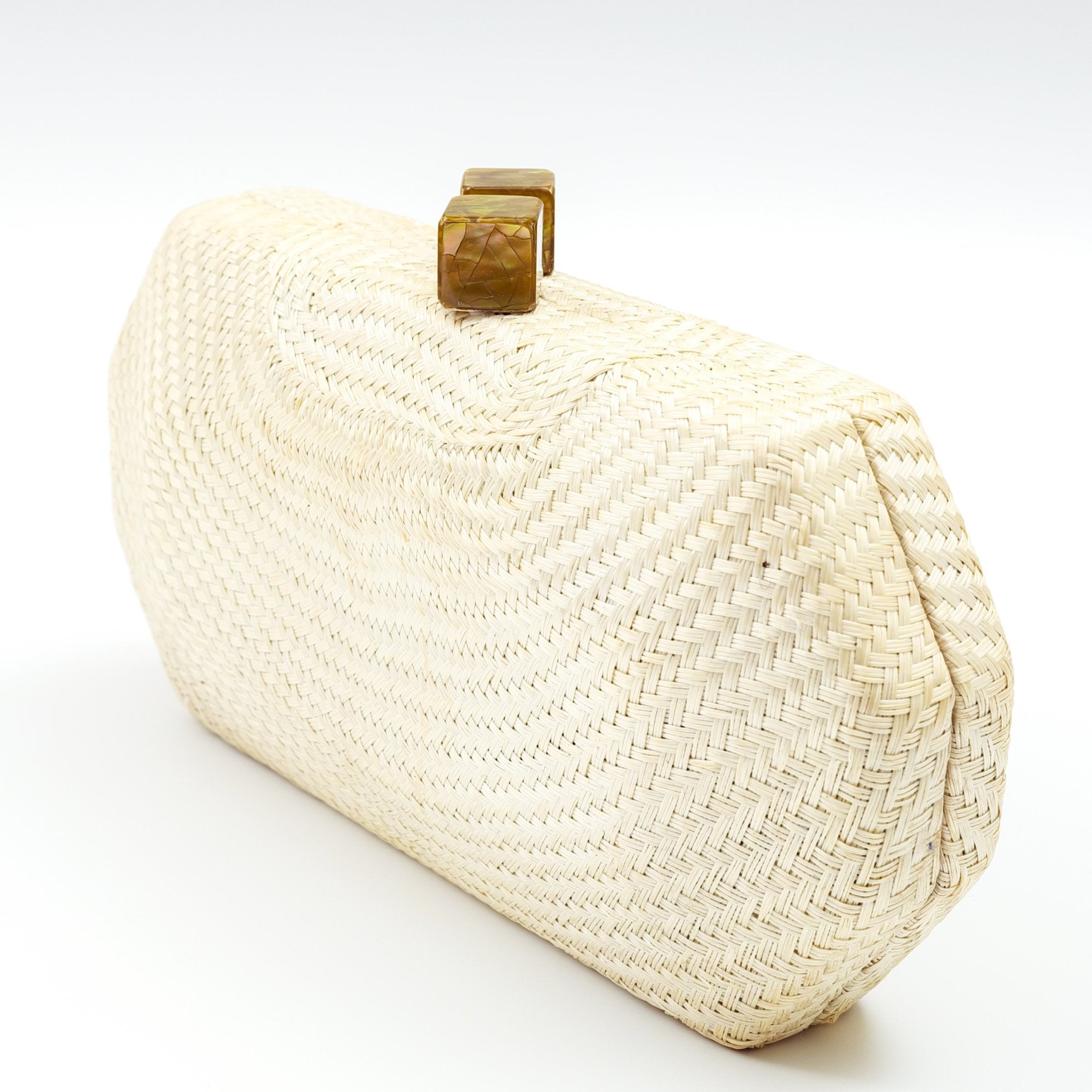 Clutches - White Woven Clutch - Handwoven Clutch | LIKHÂ - LIKHÂ
