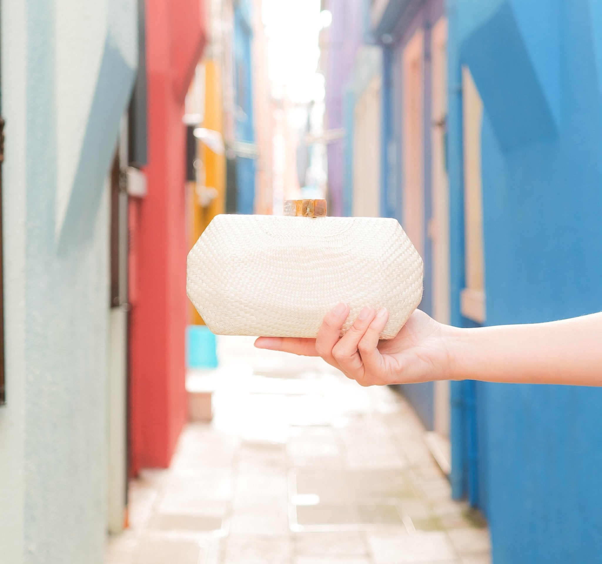 Clutches - White Woven Clutch - Handwoven Clutch | LIKHÂ - LIKHÂ