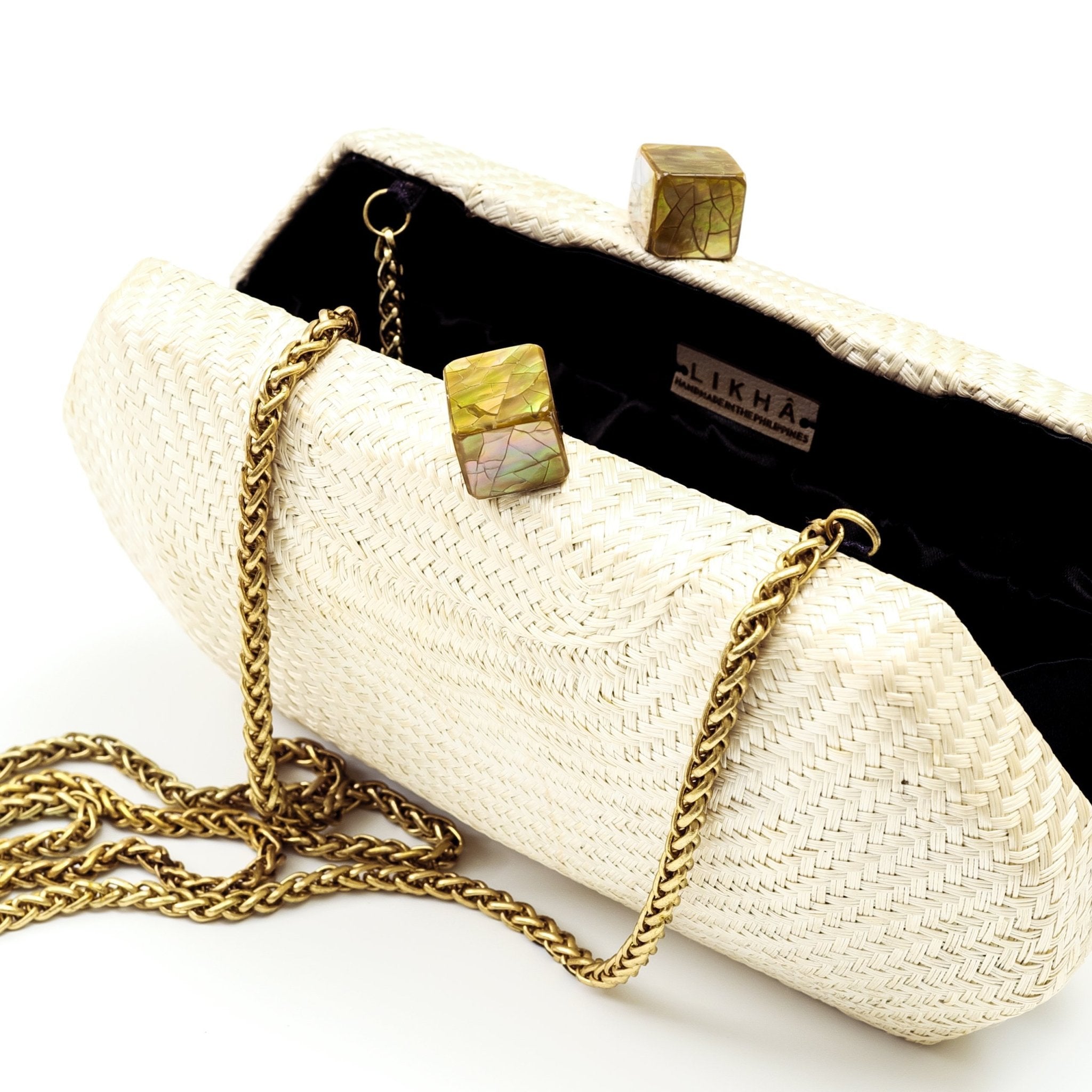Clutches - White Woven Clutch - Handwoven Clutch | LIKHÂ - LIKHÂ