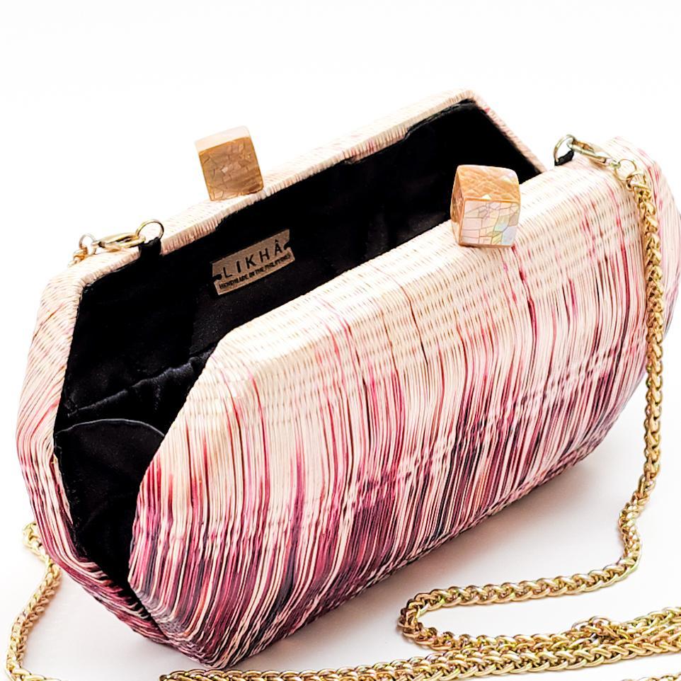 Clutches - Wine Colored Clutch - Woven Clutch Purse | LIKHÂ - LIKHÂ
