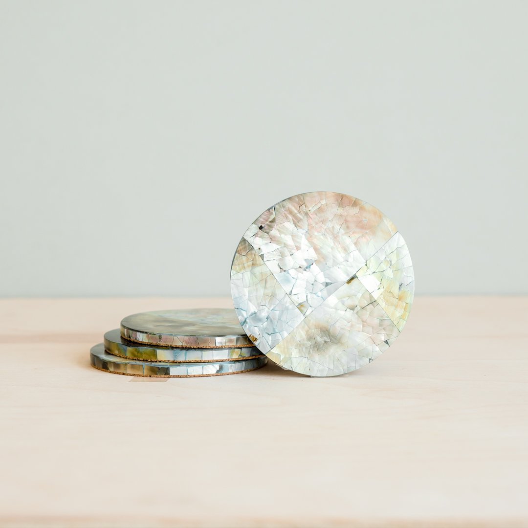 Coasters - Black Mother of Pearl Coasters | LIKHÂ - LIKHÂ