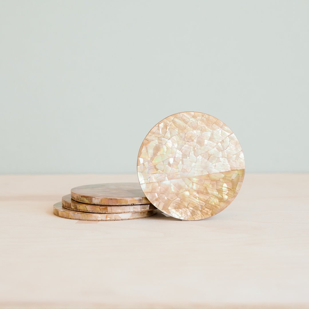 Coasters - Cracked Pearl - Mother of Pearl Coasters | LIKHÂ - LIKHÂ