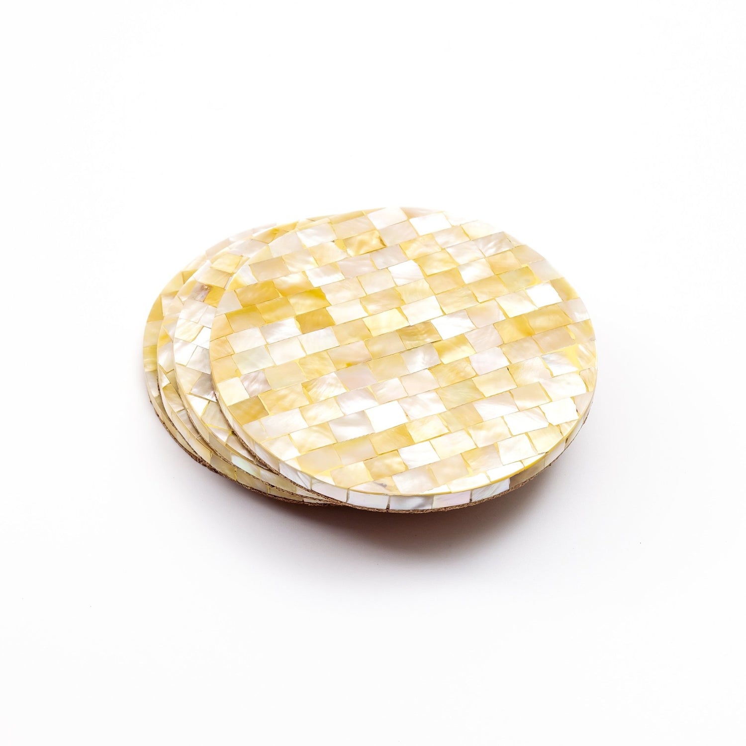 Coasters - Golden Yellow Mother of Pearl - Mosaic Coasters | LIKHÂ - LIKHÂ