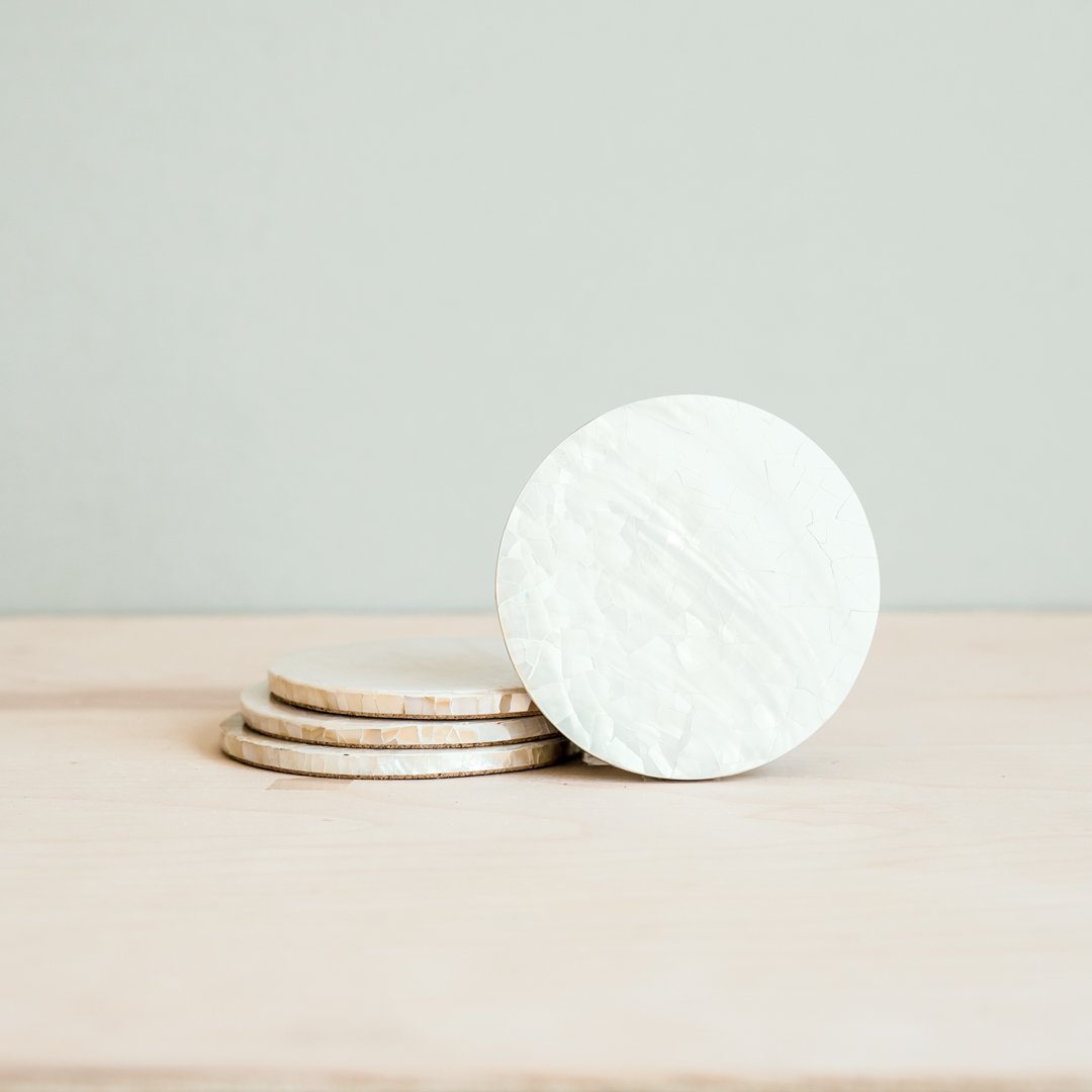 Coasters - White Mother of Pearl Coasters | LIKHÂ - LIKHÂ