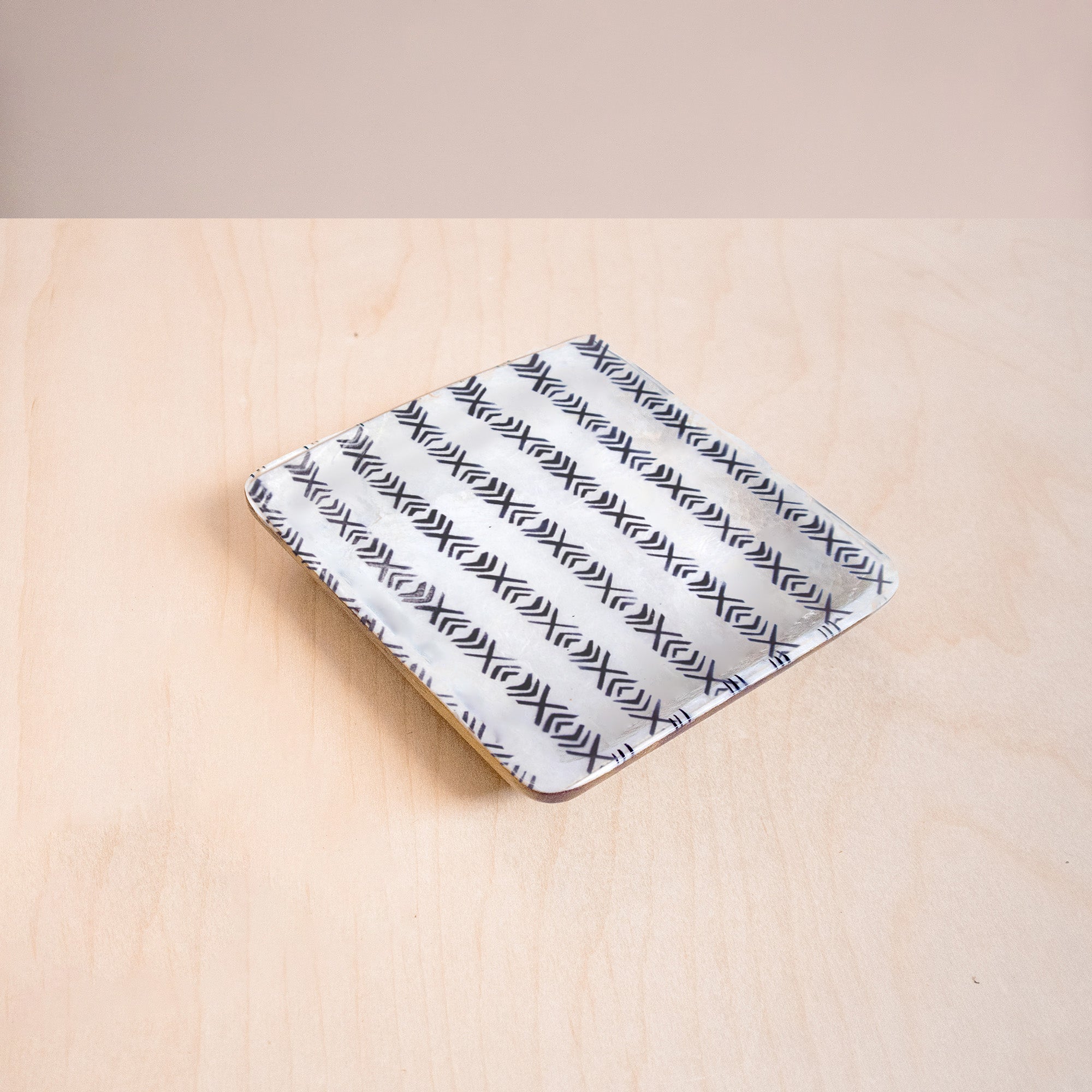 Decorative Plates - Capiz + Acacia Plate - African XOXO, Square | LIKHÂ - LIKHÂ