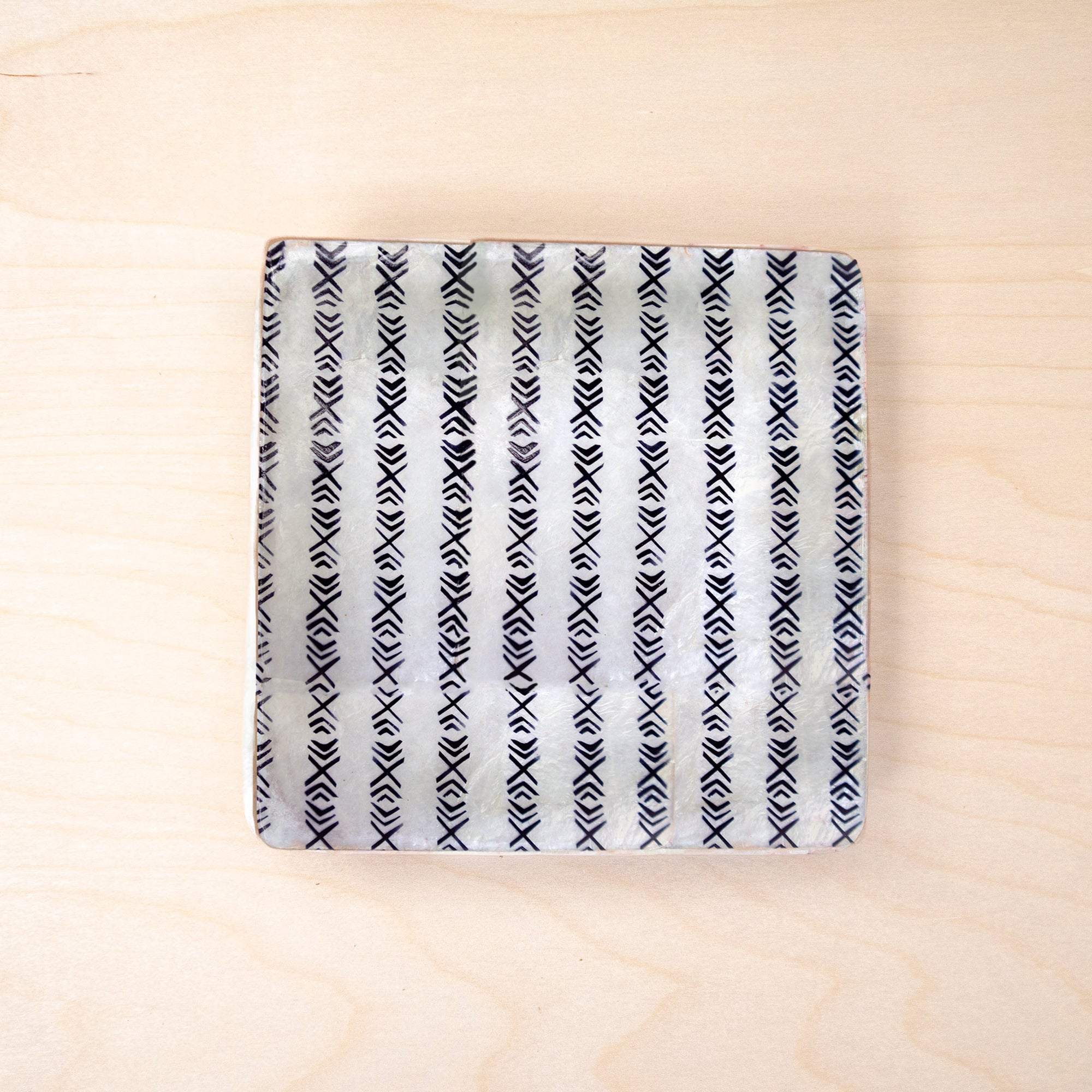 Decorative Plates - Capiz + Acacia Plate - African XOXO, Square | LIKHÂ - LIKHÂ