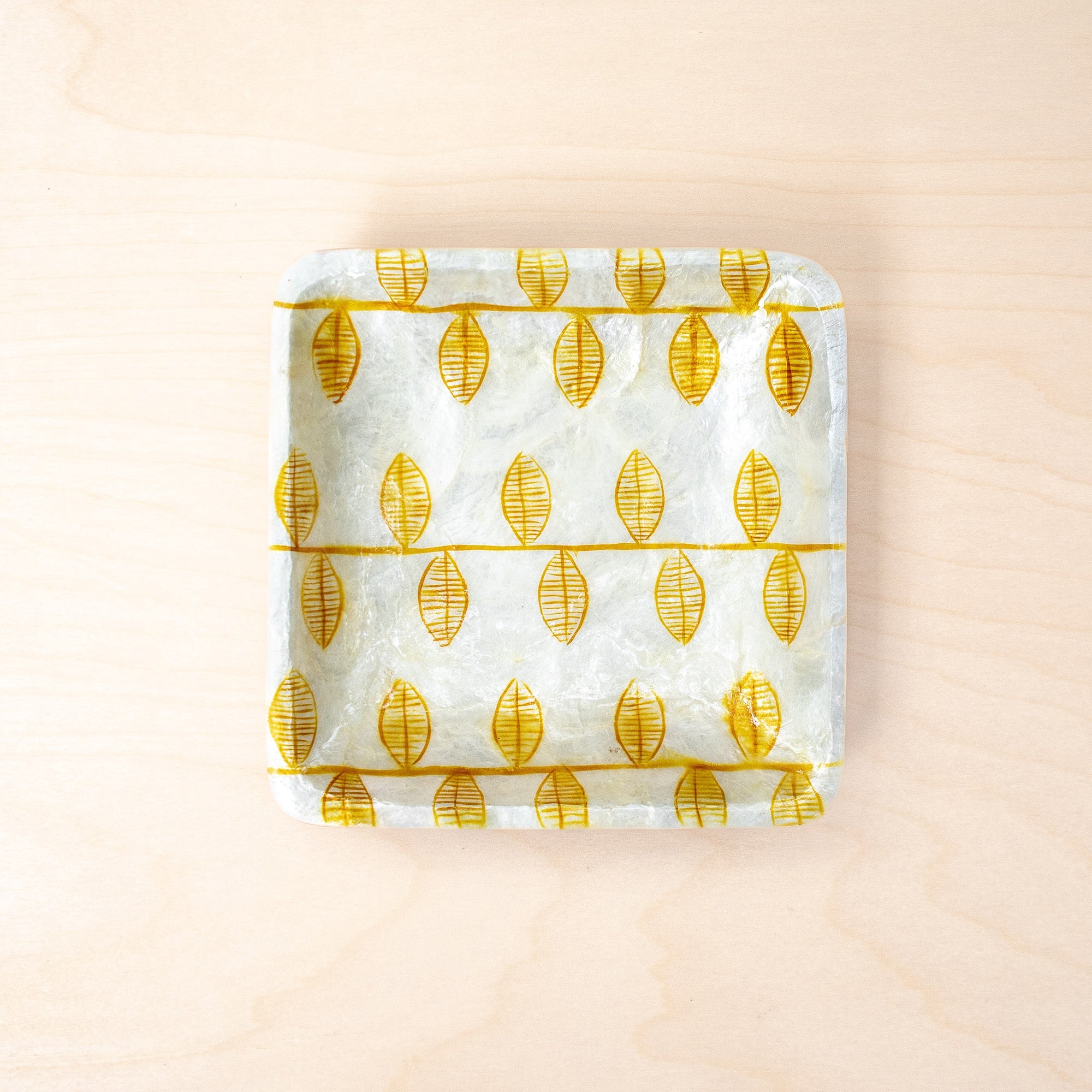 Decorative Plates - Capiz + Acacia Plate - Nordic Vines, Square | LIKHÂ - LIKHÂ