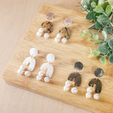 Earrings, Jewelry - Brown Tiger Asymmetrical Earrings - Mother of Pearl - LIKHÂ