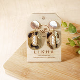 Earrings, Jewelry - Mother of Pearl Oval Dangle Earrings - Brown Tiger | LIKHÂ - LIKHÂ