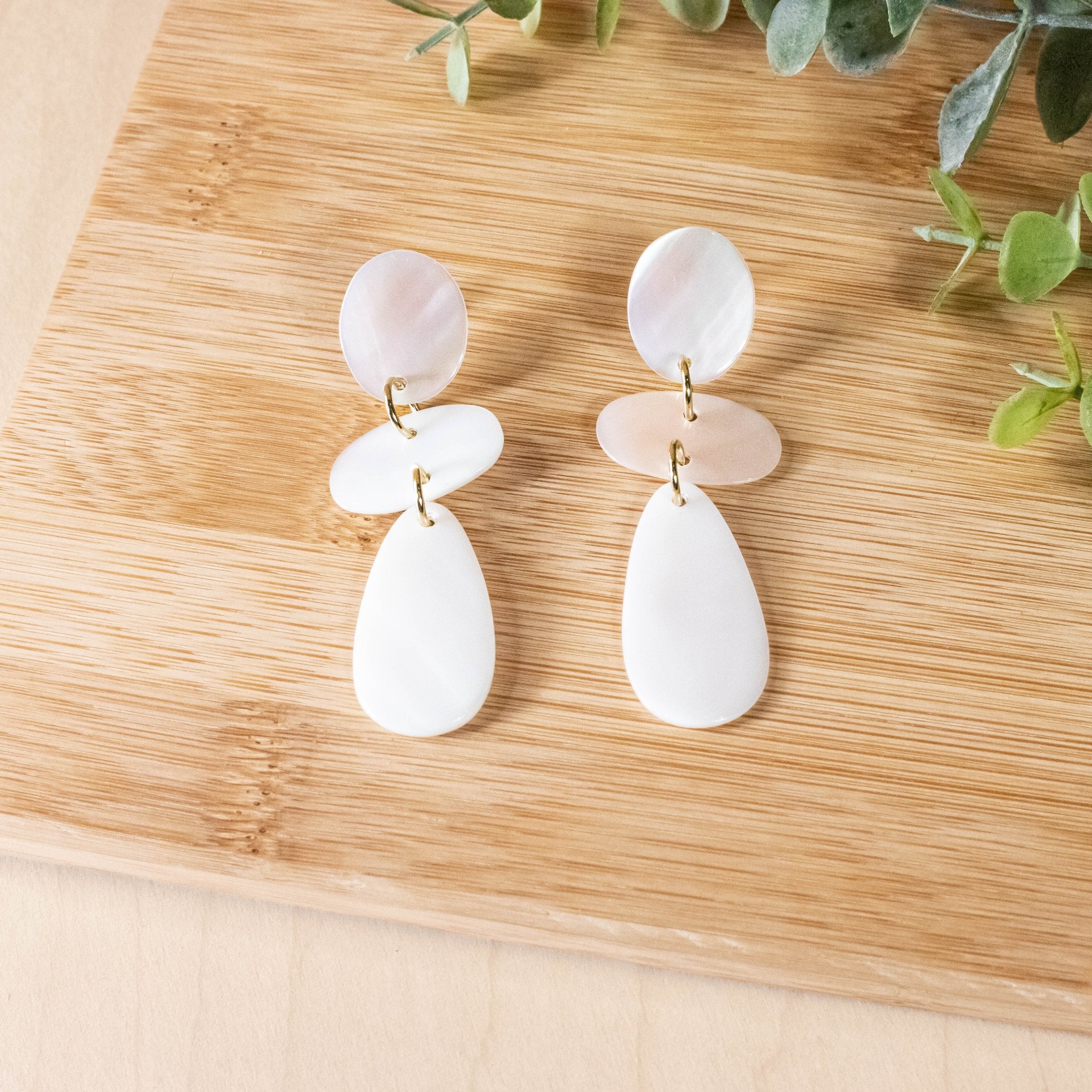 Earrings, Jewelry - Pearl White Dangle Earrings - Mother of Pearl | LIKHÂ - LIKHÂ