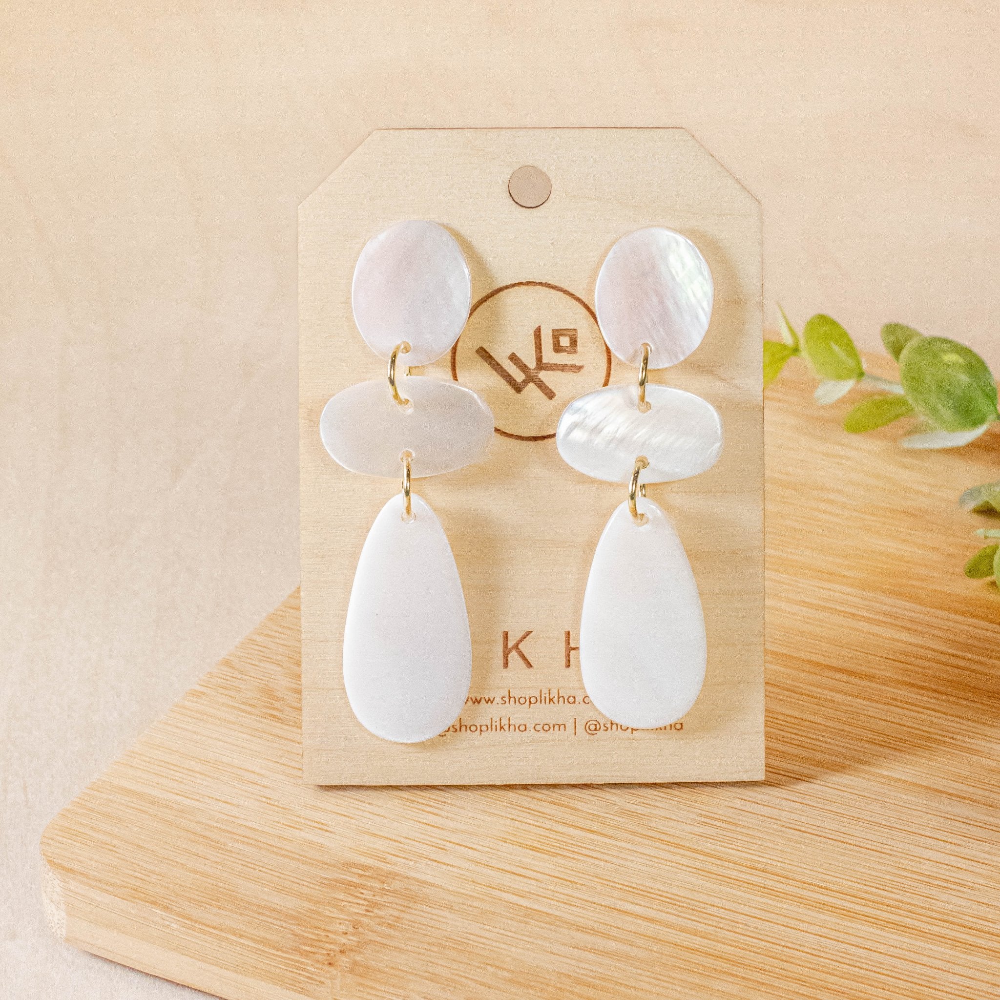 Earrings, Jewelry - Pearl White Dangle Earrings - Mother of Pearl | LIKHÂ - LIKHÂ