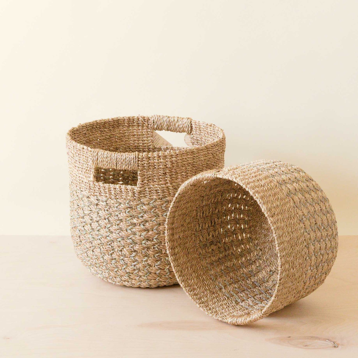- Grey + Natural Round Bottom Baskets, set of 2 - Woven Baskets | LIKHA - LIKHÂ
