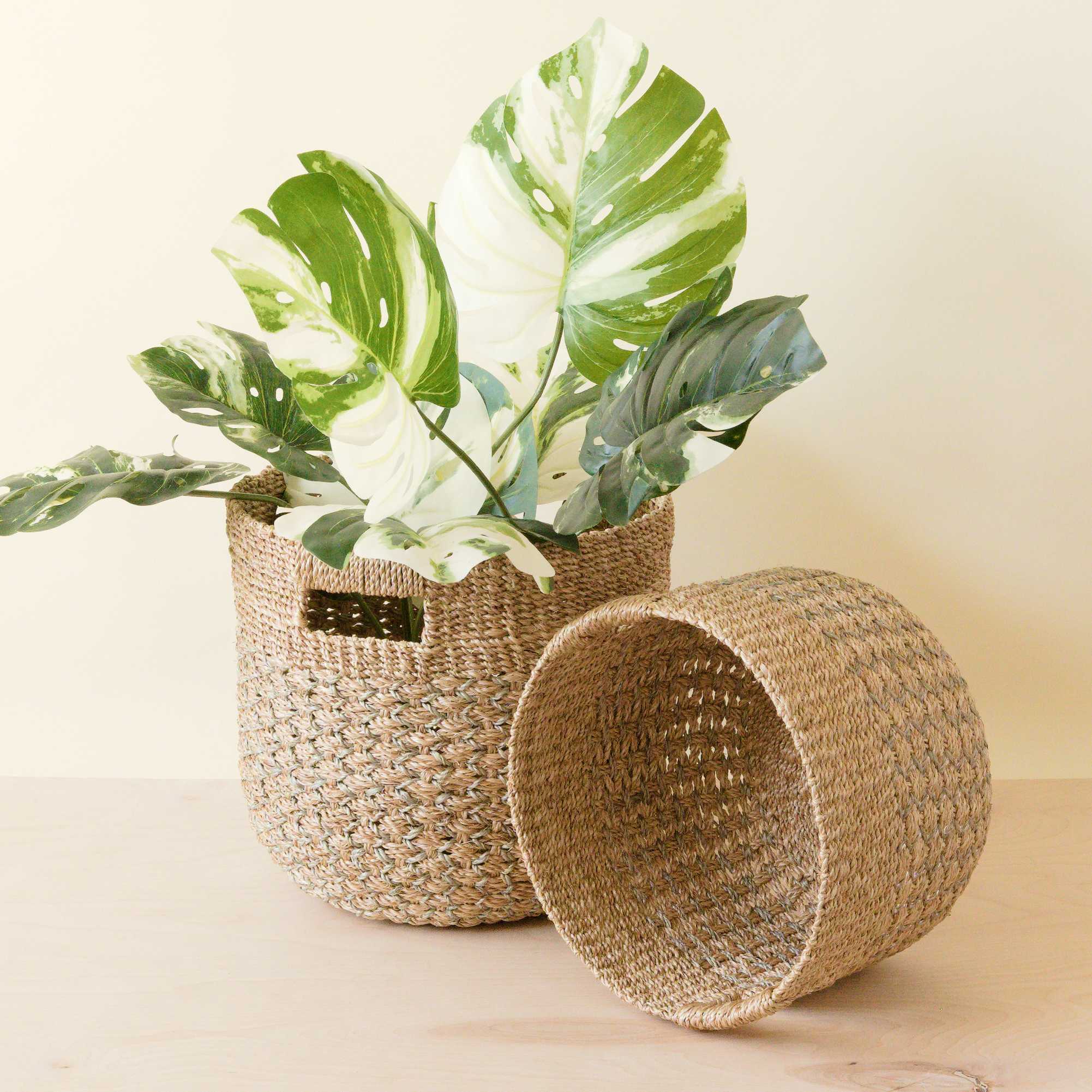 - Grey + Natural Round Bottom Baskets, set of 2 - Woven Baskets | LIKHA - LIKHÂ