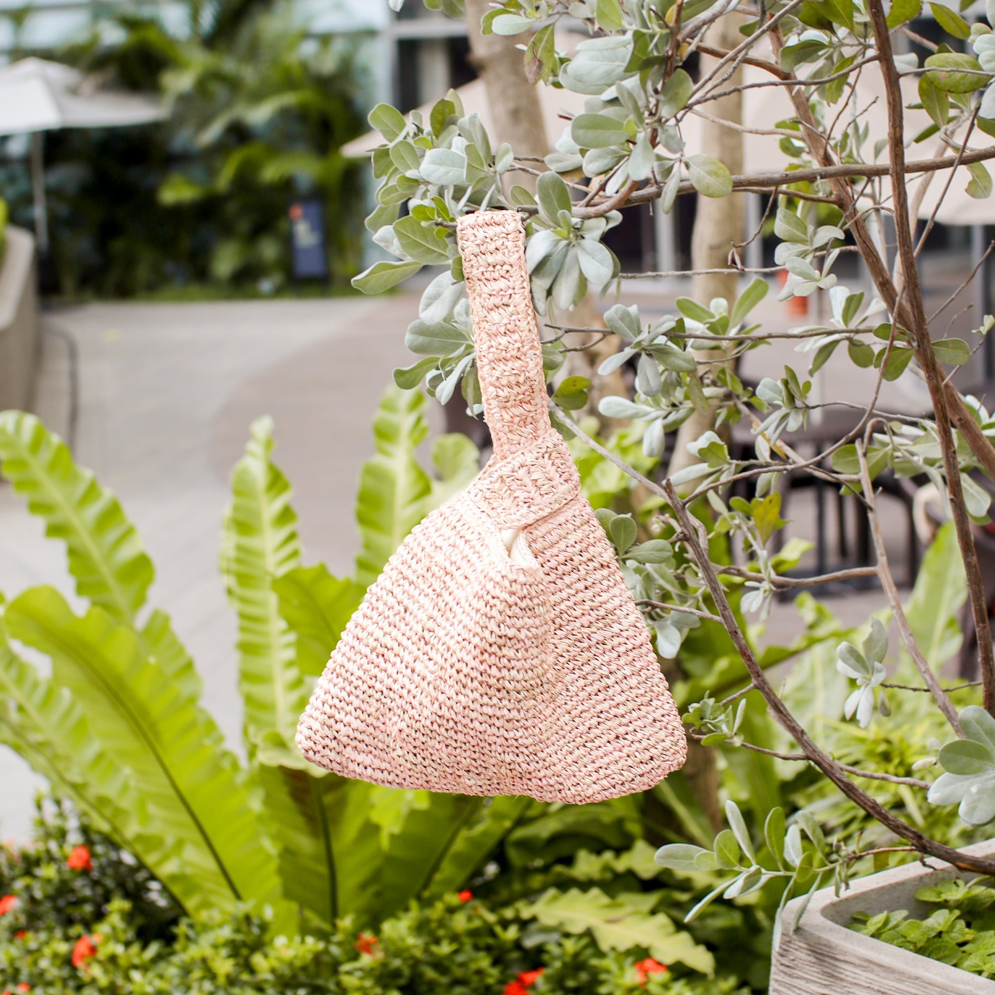 Handbags - Dusty Rose Crochet Knot Bag - Straw Purse | LIKHA - LIKHÂ