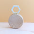 Handbags - Dusty Rose Round Straw Handbag with Mother of Pearl Handle | LIKHÂ - LIKHÂ